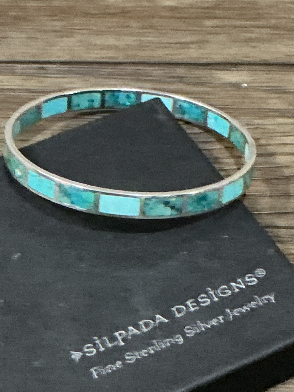 Silpada Turquoise Inlay Sterling Silver Bangle Bracelet - Aqua Blue